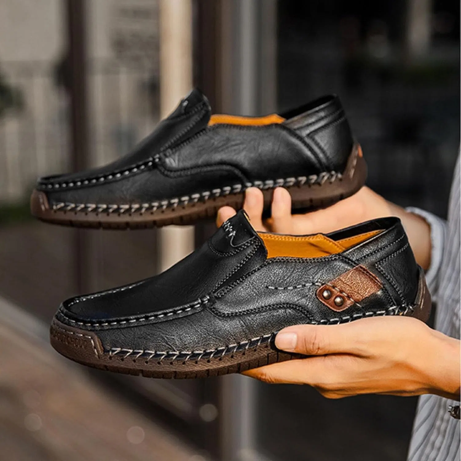 Мокасины кожаные Handmade Loafers, кофе NoworFewer — фото 2