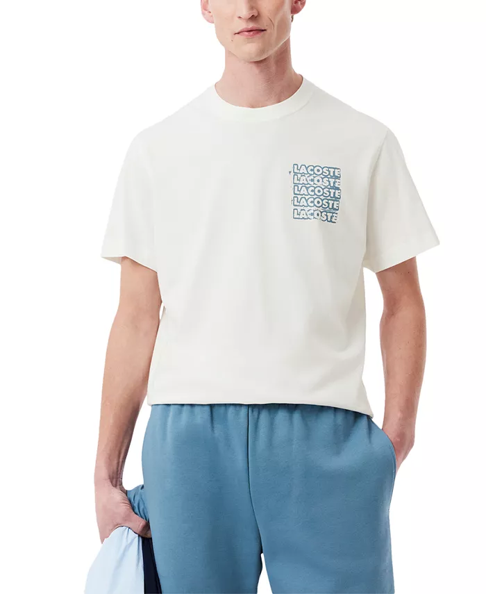 

Мужская футболка с графическим принтом Drippy Logo Lacoste, белый