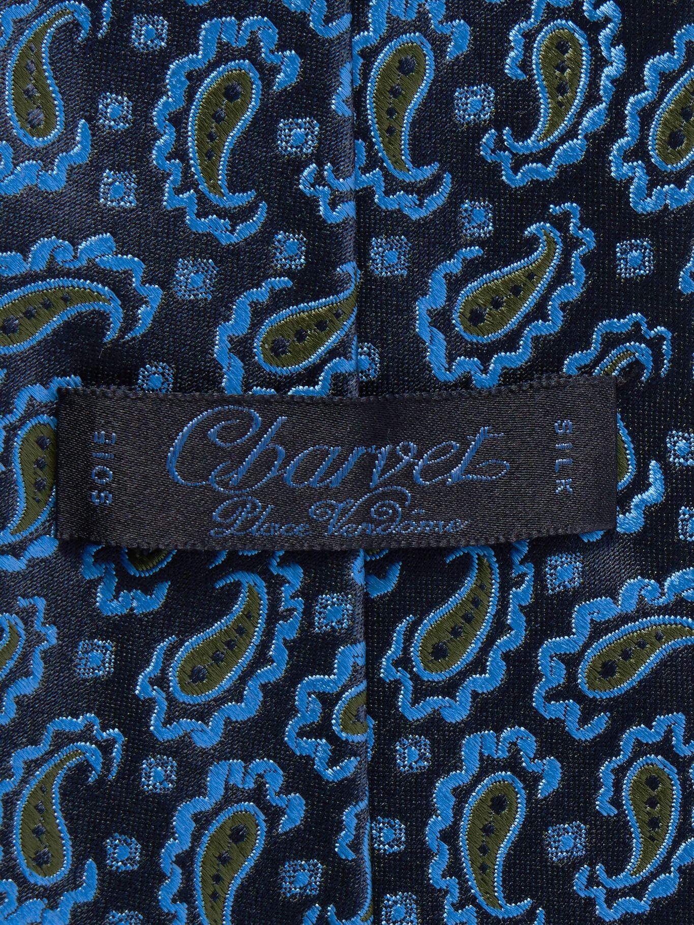 

Галстук из шелка с узором пейсли и жаккардом, 8,5 см CHARVET, темно-синий