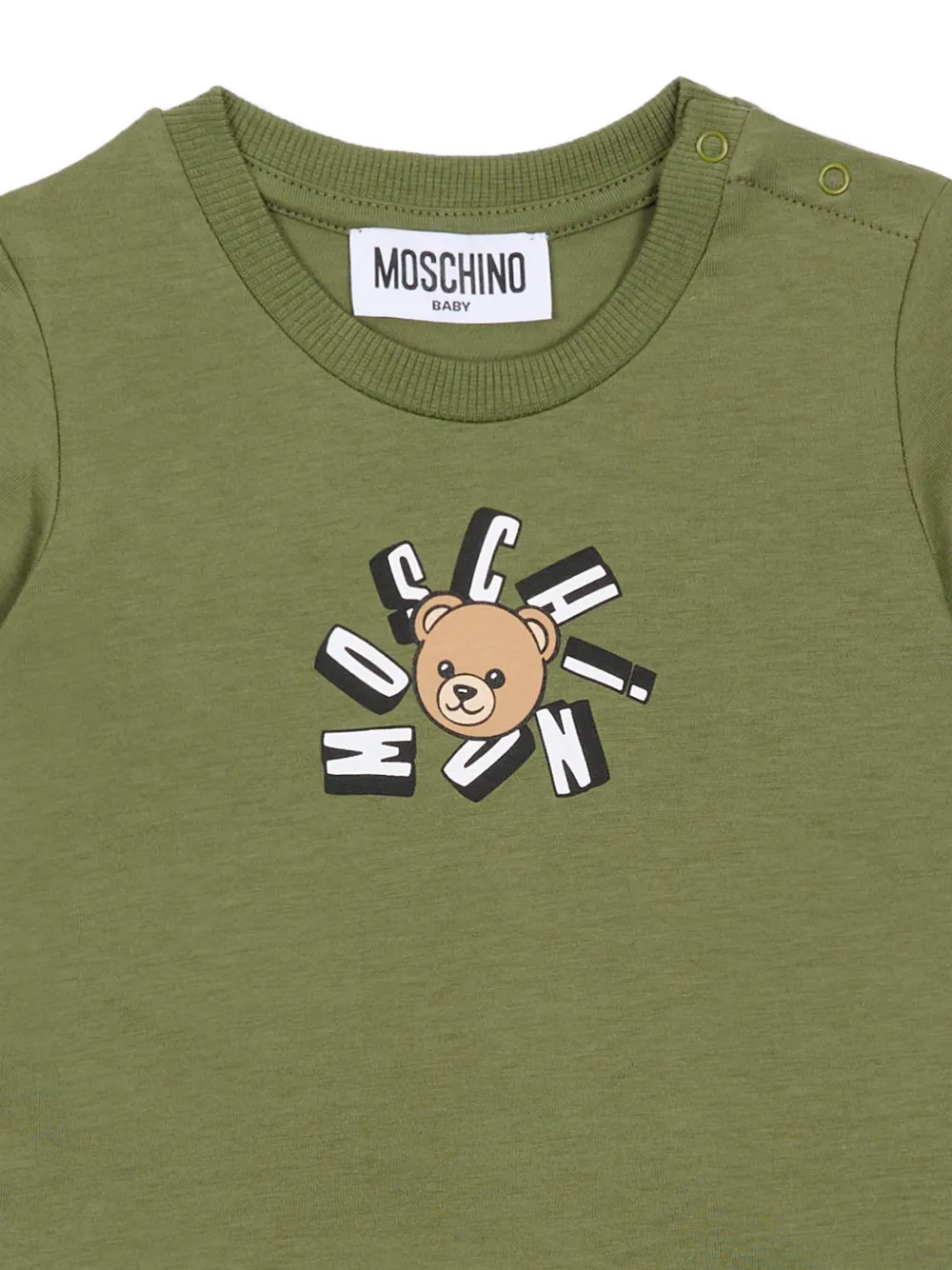 Футболка с рисунком медвежонка Moschino Kids, зеленый — фото 3