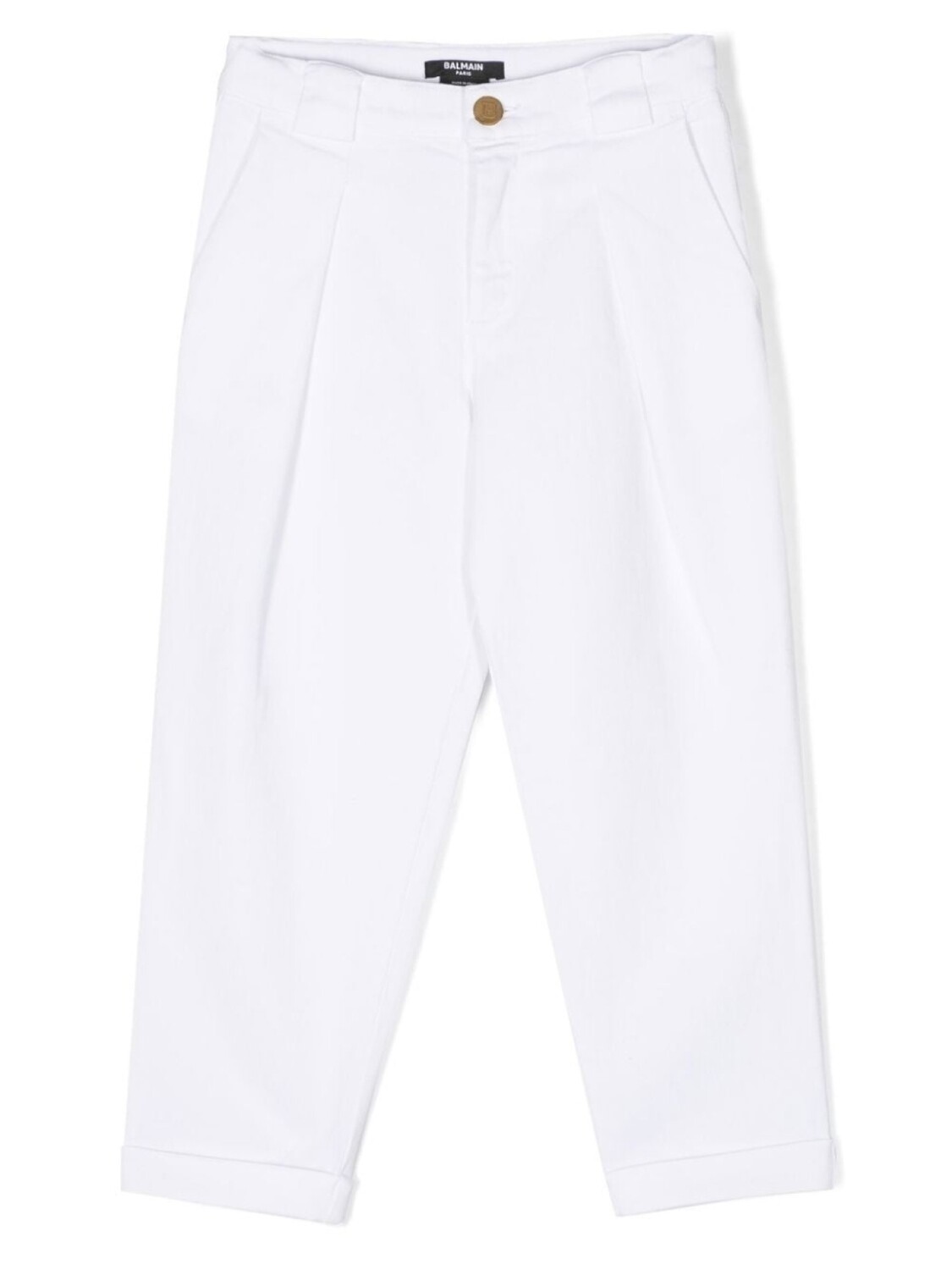 

Balmain Kids брюки прямого кроя со складками, белый