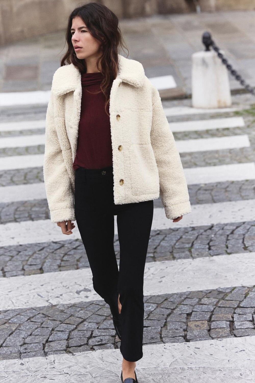 

Укороченные стрейч брюки ZARA, черный