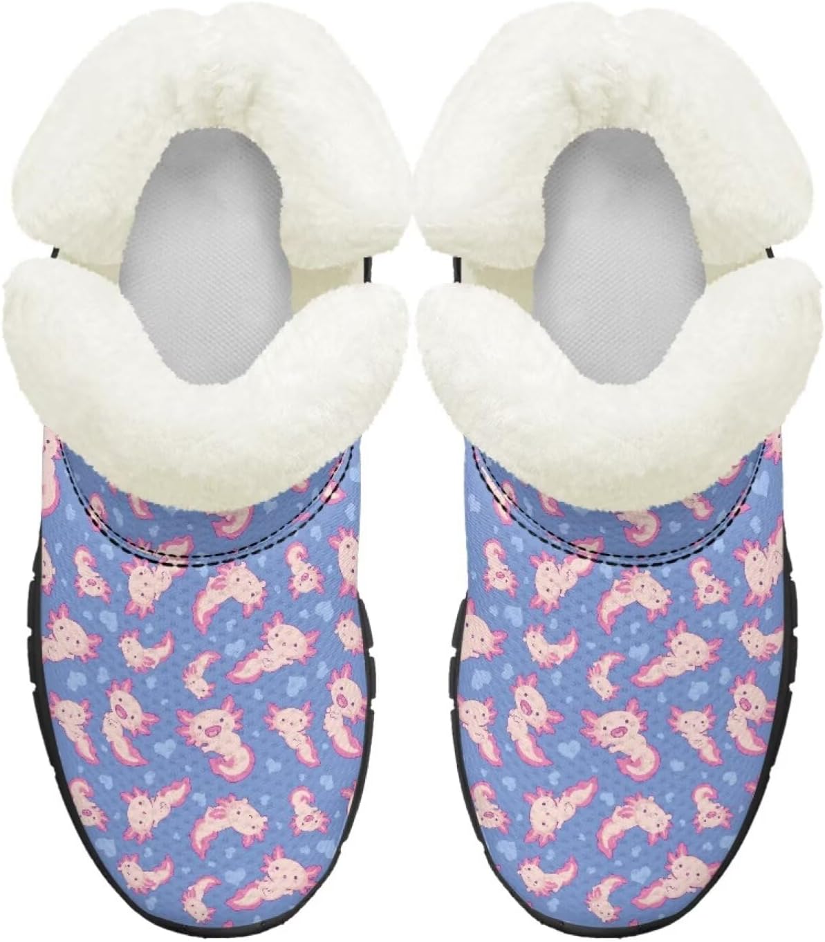 Детские зимние ботинки, теплые, с противоскользящей подошвой, с амортизирующей мемори-пеной, спортивные, без шнурков, для бега и треккинга, зимние кроссовки Pointodoor, Axolotl Love — фото 2