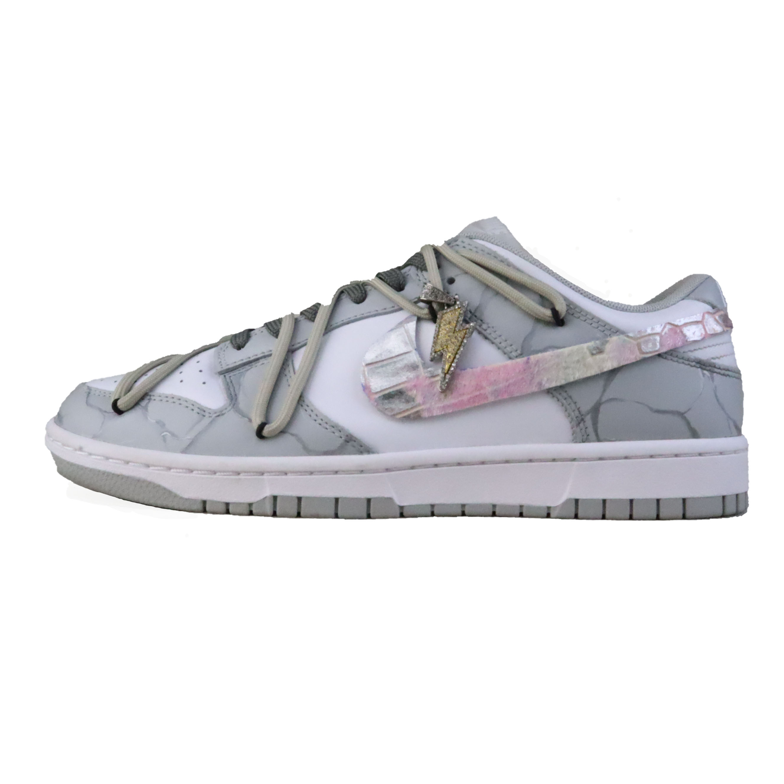 

Nike Кроссовки для скейтбординга Dunk Joyful Harmony Multicolor Python с низким верхом, нескользящие, светло-серые, мужские