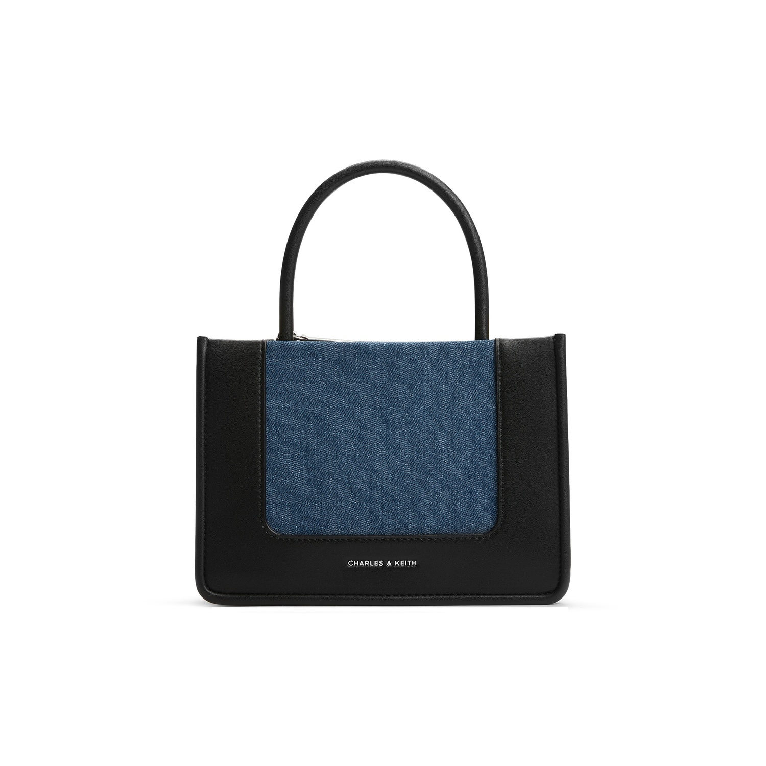 

CHARLES&KEITH Сумка через плечо из полиуретана и ткани среднего размера женская в темном джинсовом синем и бежево-коричневом цветах, Dark Denim Blue