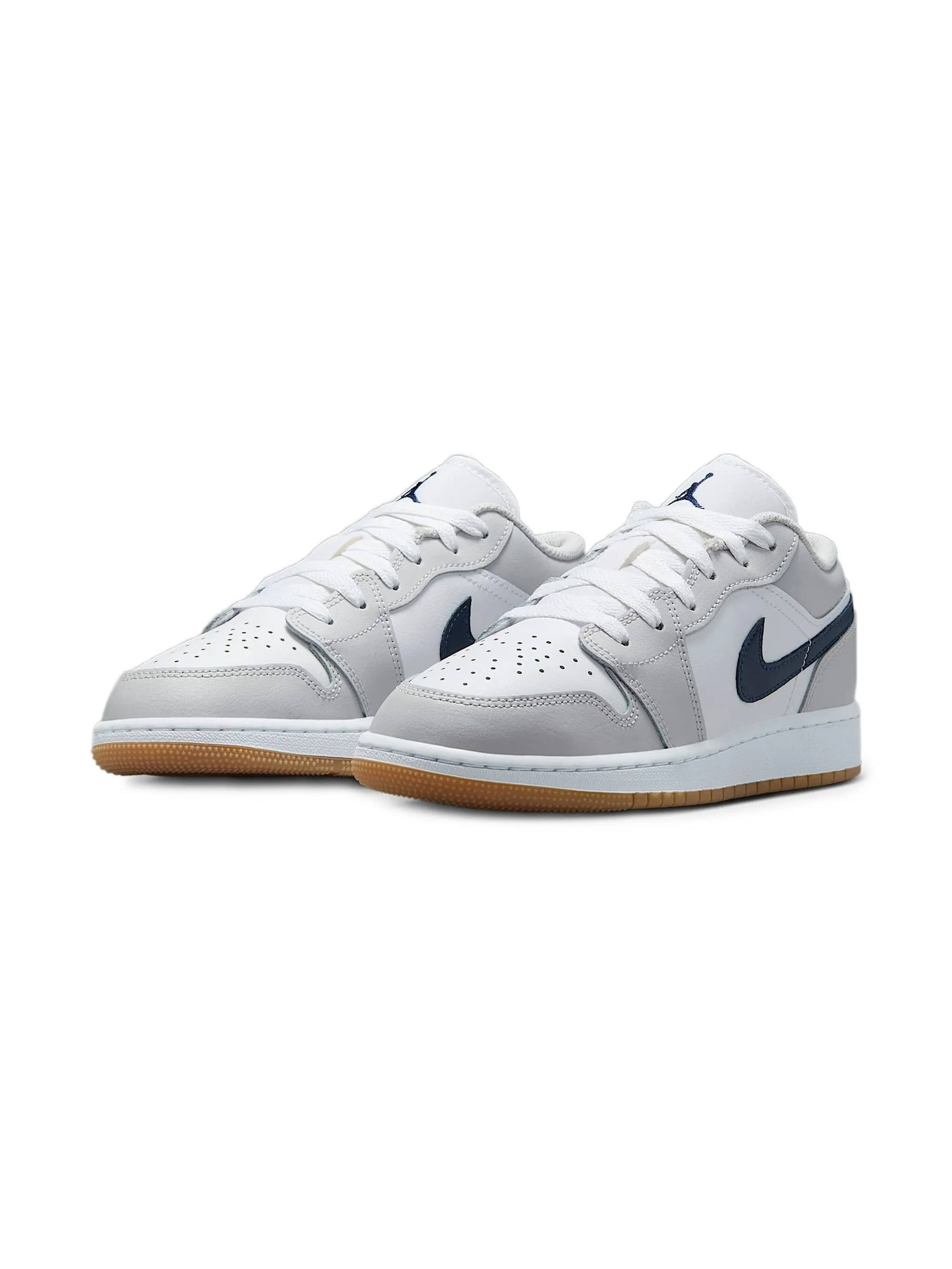Кроссовки Jordan 1 Low White/Neutral Gum /Midnight Navy Jordan Kids, белый — фото 2