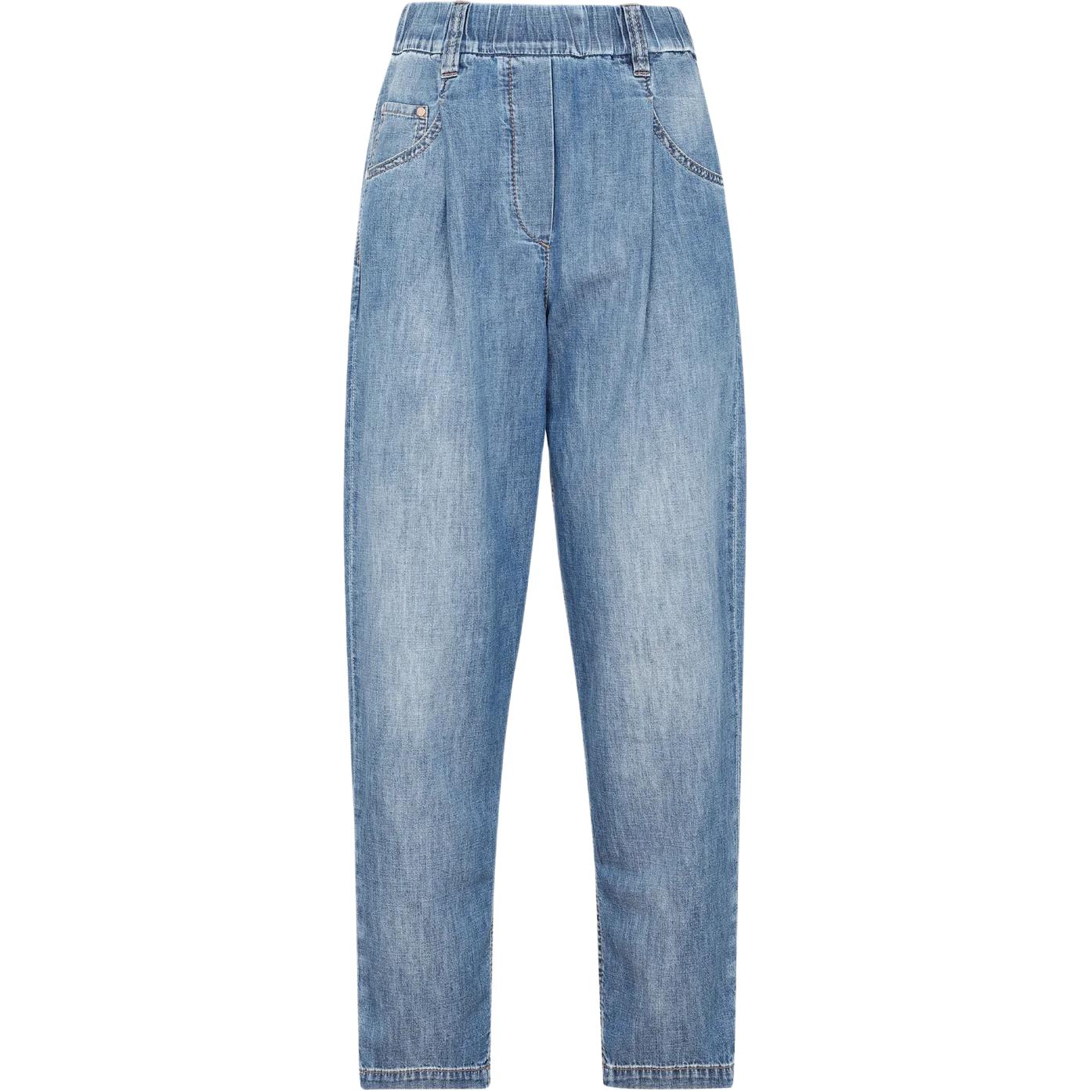 

Джинсы с эластичным поясом и зауженным кроем Brunello Cucinelli, синий