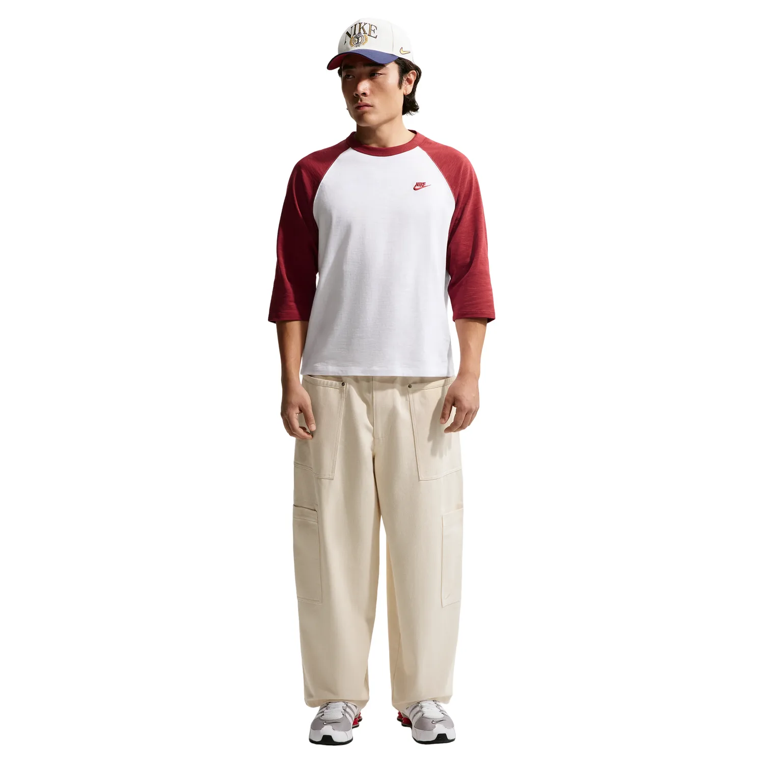 Футболка Nike Sportswear Club с рукавами 3/4 и реглан, цвет «Team Crimson White», красный — фото 4