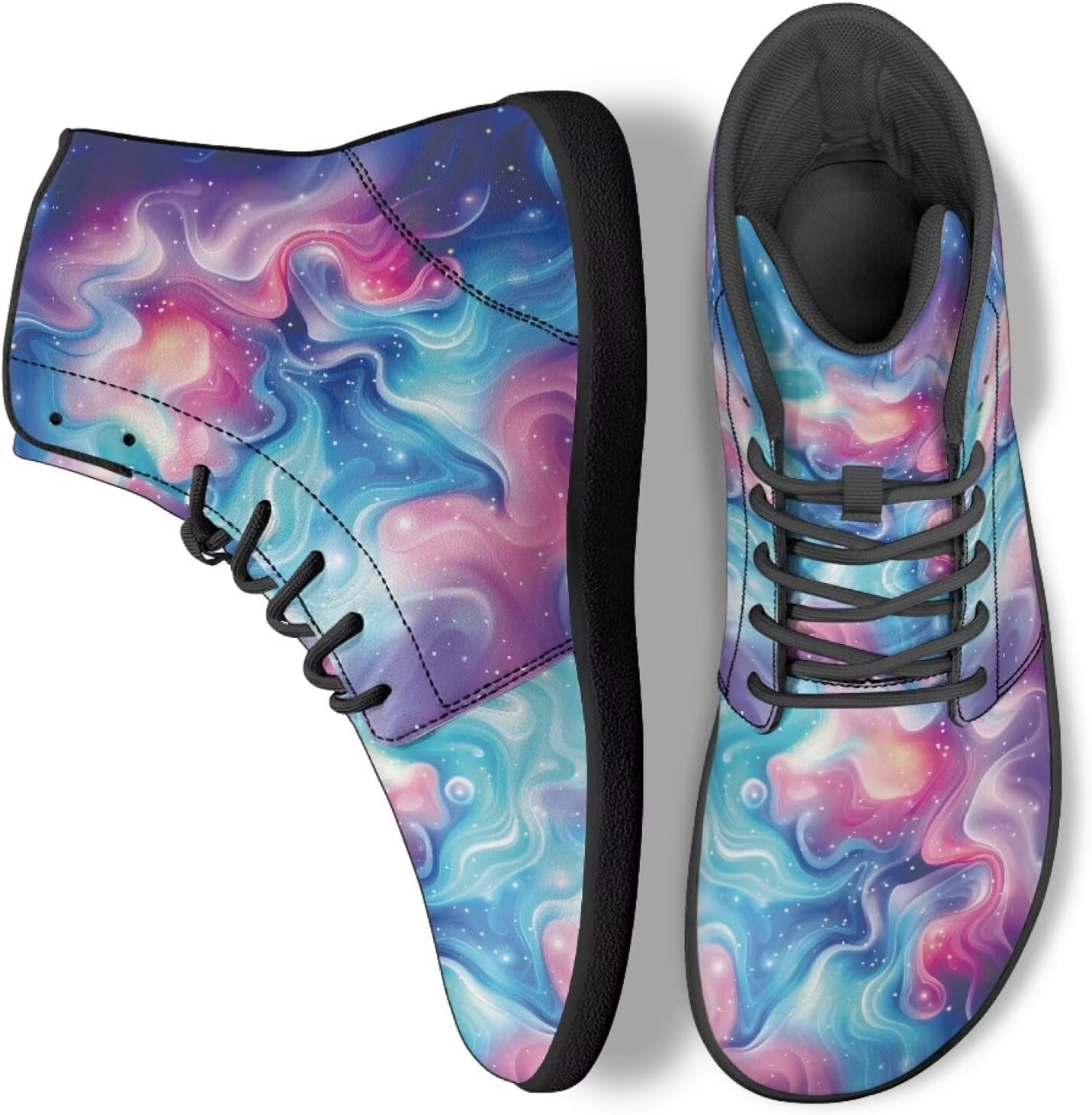 

Трекинговые кроссовки Binienty для мужчин и женщин с художественным дизайном, высокие, из ПУ-кожи, босоножки для бега, ходьбы и кемпинга, Gradient Universe