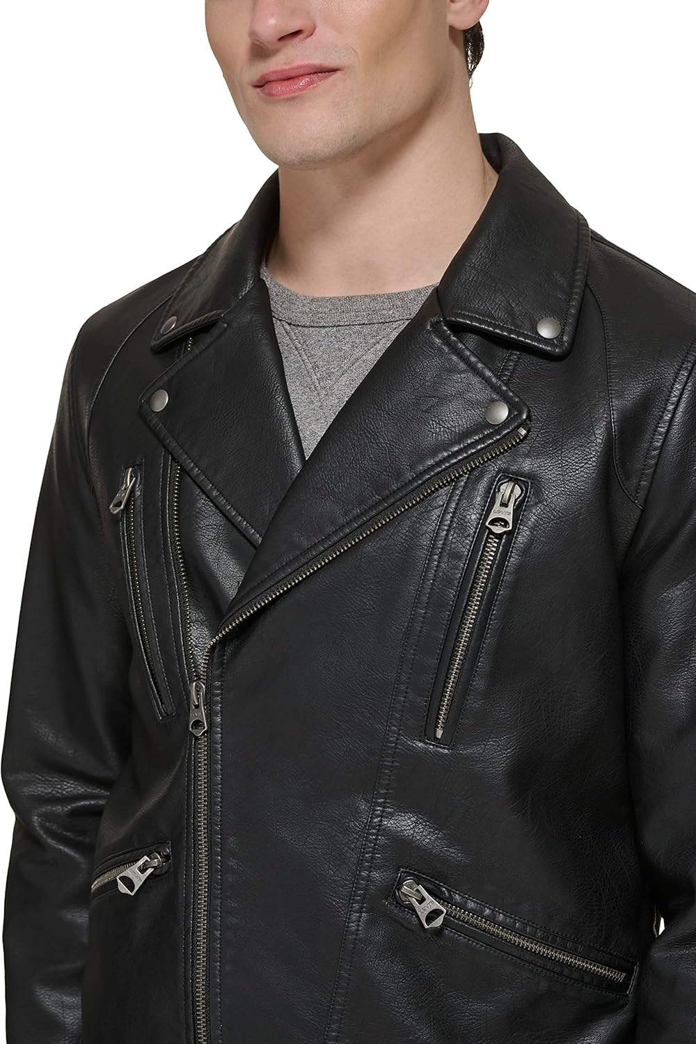Мужская мотоциклетная куртка Levi's из искусственной кожи, Black Multi Zip — фото 2