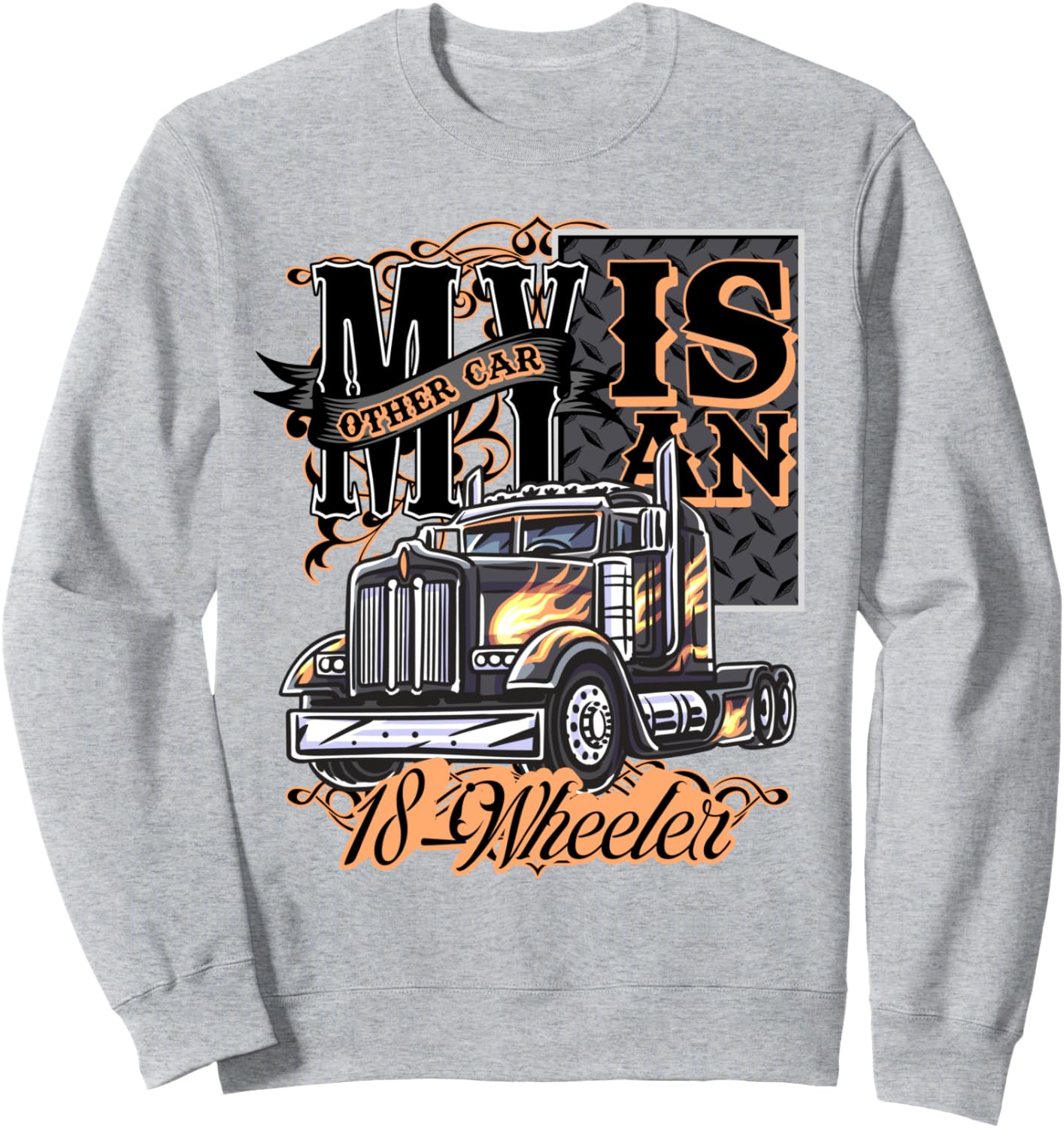 

Моя вторая машина - это водитель 18-колесного грузовика. Забавная шуточная толстовка Four1Nine Truckers Official, серый