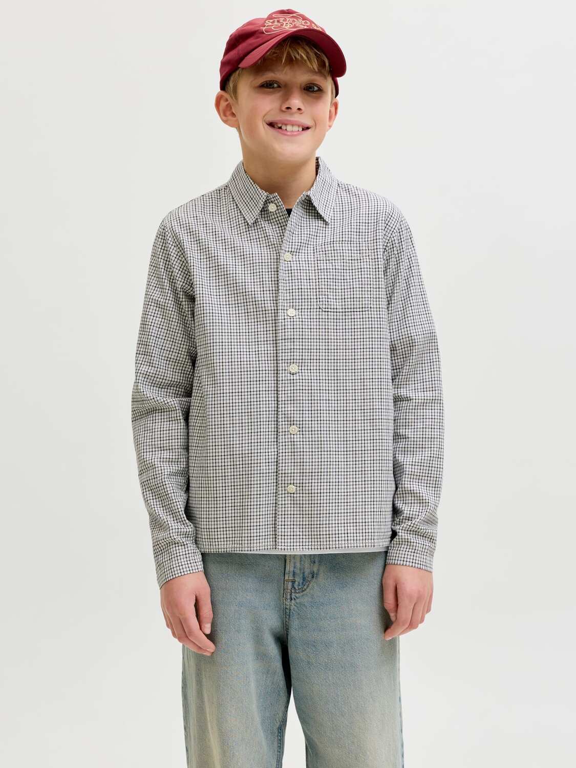 Jack & Jones Junior Рубашка на пуговицах Comfort Fit в сером цвете — фото 2
