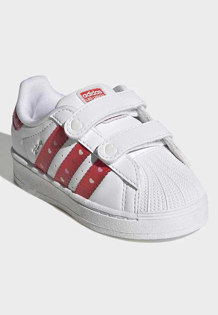 Кроссовки детские, с LED-подсветкой, Superstar, Disney x ADIDAS, белый/черный/ярко-красный — фото 2