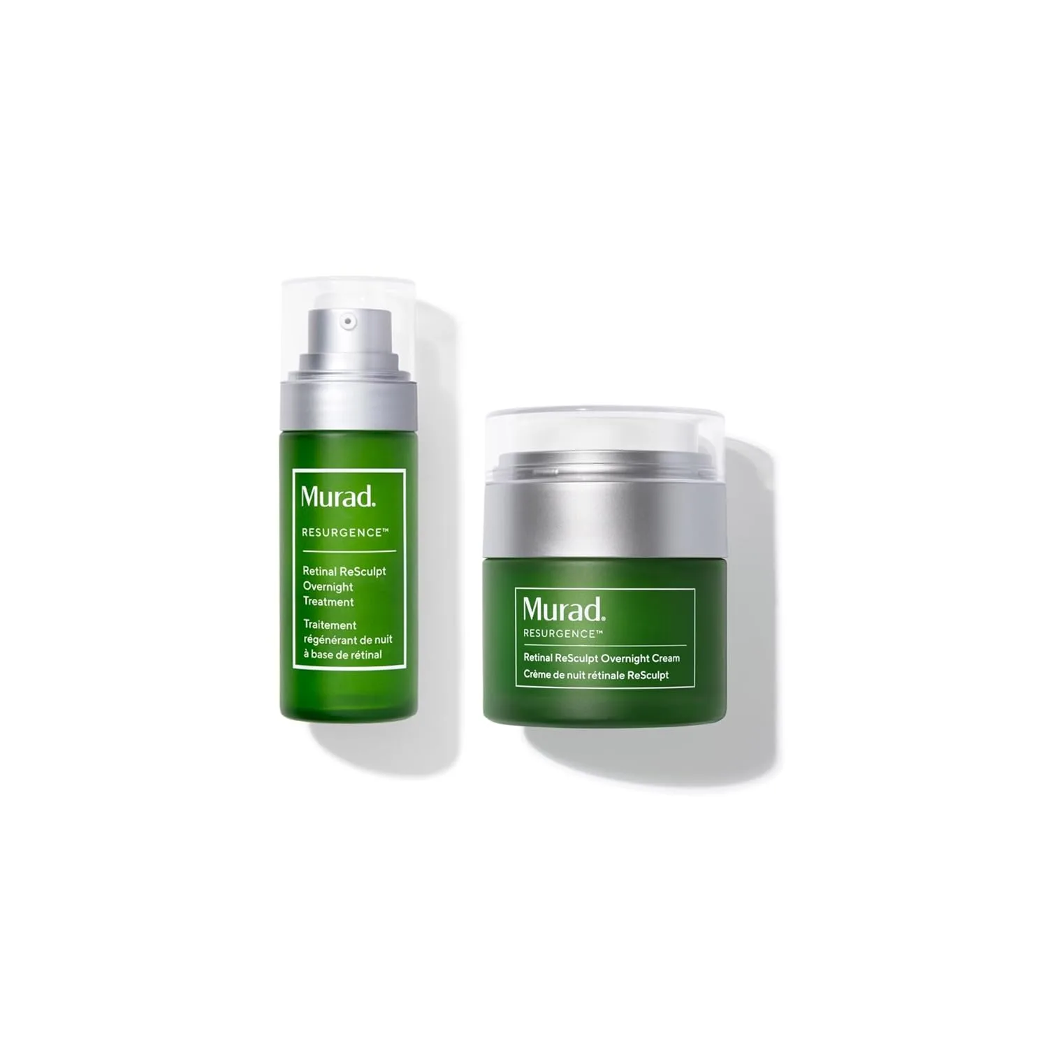 Murad Retinal ReSculpt Overnight Combo - лечебная сыворотка и ночной крем для борьбы с обвисшей, дряблой кожей и глубокими морщинами, набор из 2 штук.