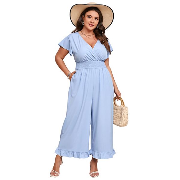 

Комбинезон Wonder plus size с короткими рукавами и эластичным поясом Xuba, Solid Light Blue