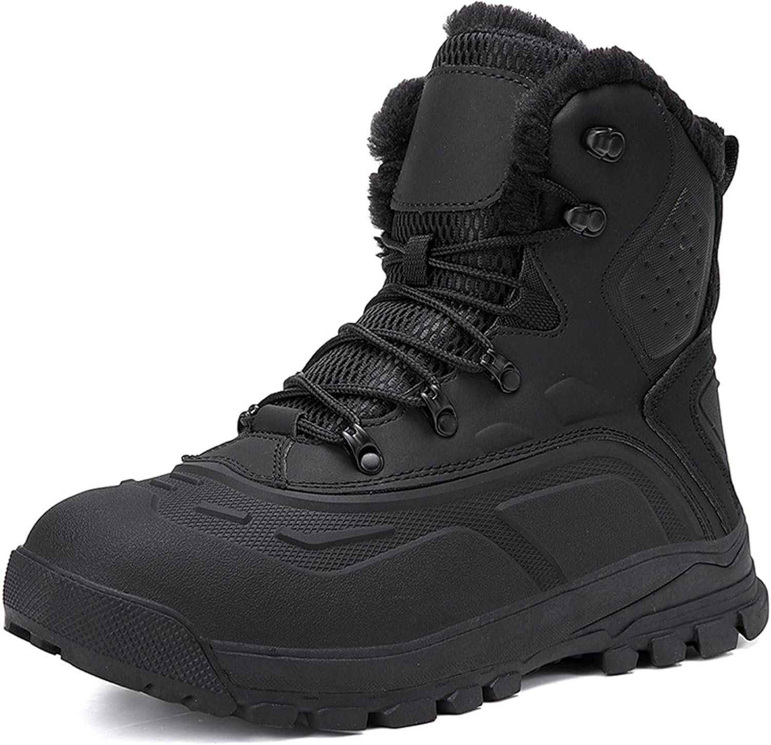 

Мужские водонепроницаемые зимние туристические снежные ботинки MELGONMG с регулировкой шнуровки, удобным носком, противоскользящей подошвой, теплыми сапогами средней высоты для катания на лыжах, работы и восхождений, черный