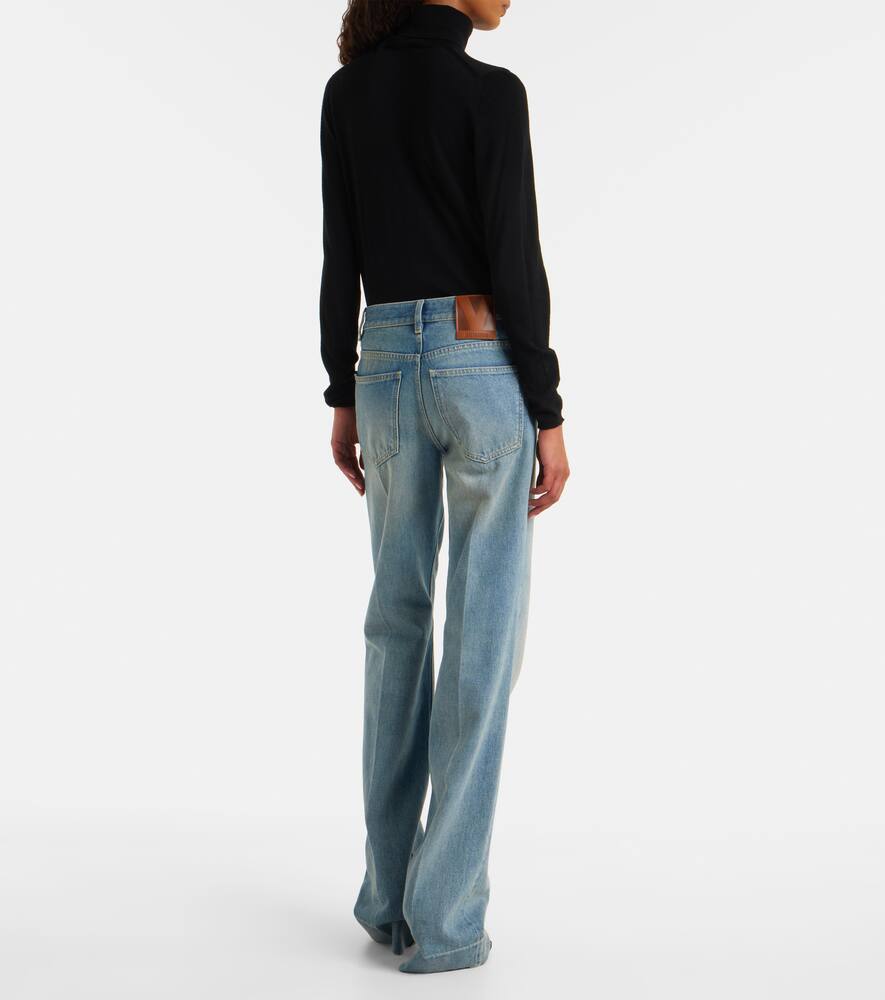 Джинсы с низкой посадкой и широкими штанинами Valentino, Medium Blue Denim — фото 3