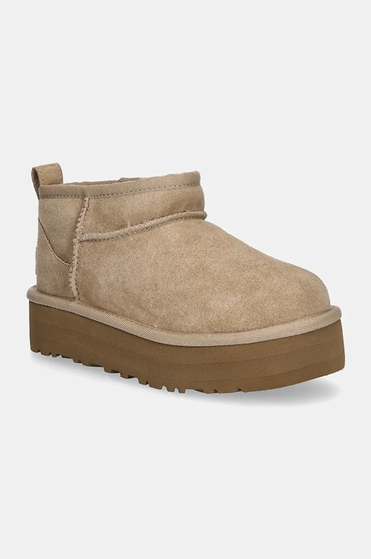 

Детские замшевые зимние сапоги CLASSIC ULTRA MINI PLATFORM Ugg, бежевый