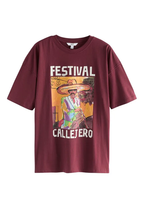 

Веселая футболка с коротким рукавом и круглым вырезом в фестивальном стиле. Next, Burgundy/Red, Красный, Веселая футболка с коротким рукавом и круглым вырезом в фестивальном стиле. Next, Burgundy/Red