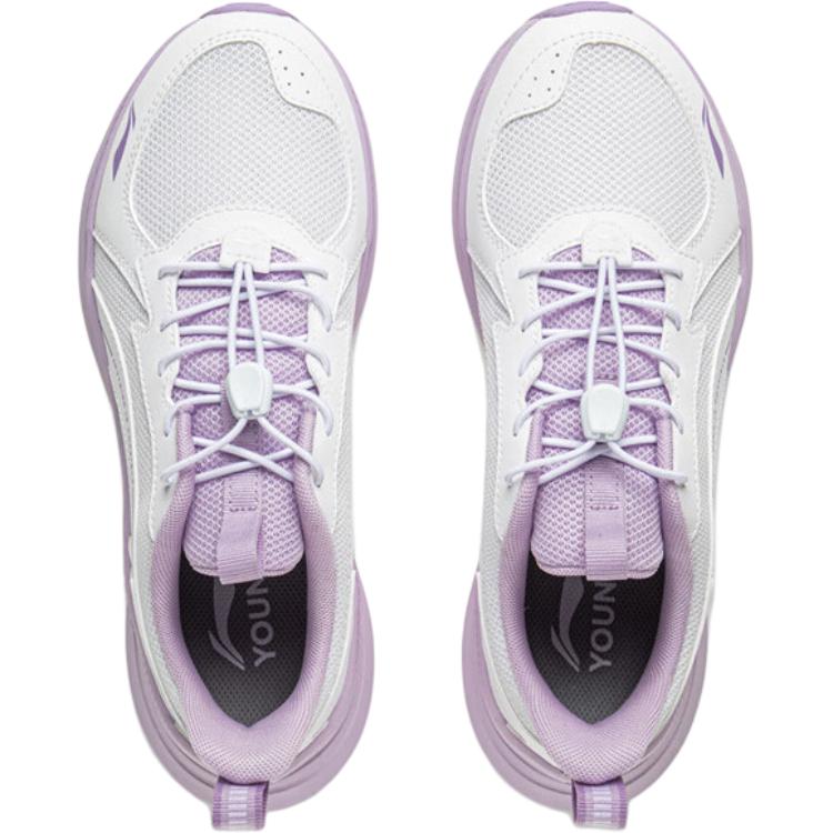 LINING YOUNG Беговые противоскользящие износостойкие низкие кроссовки White Purple Kids' — фото 4
