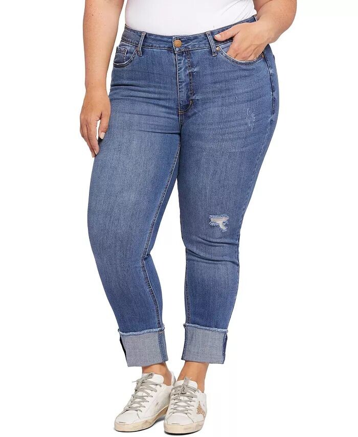 

Джинсы Plus Size с высокой талией и прямыми манжетами Seven7, синий