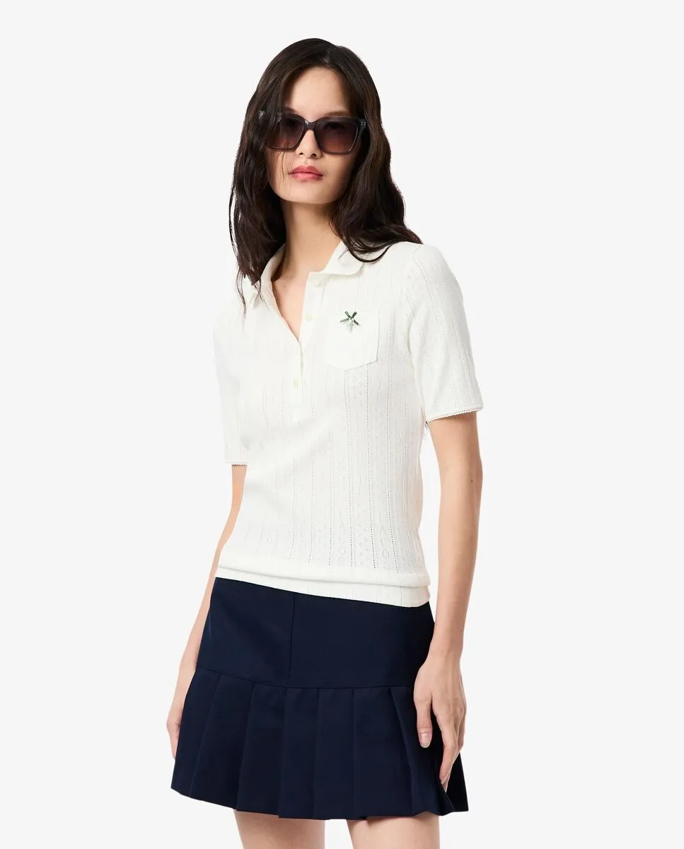 Женская футболка-поло Lacoste, облегающего кроя, белый — фото 2