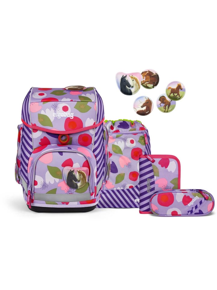 

Ergobag Набор школьных портфелей cubo, 5 предметов, BlütenzauberBär 2024, фиолетовый