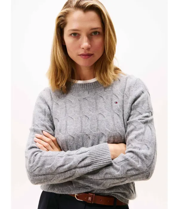Шерстяной свитер regular fit Tommy Hilfiger, серый — фото 4