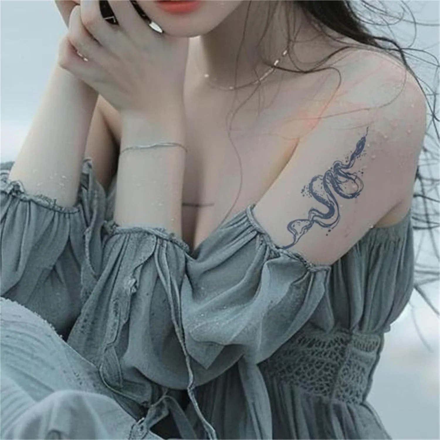 Временная татуировка змея 2 шт, One Color