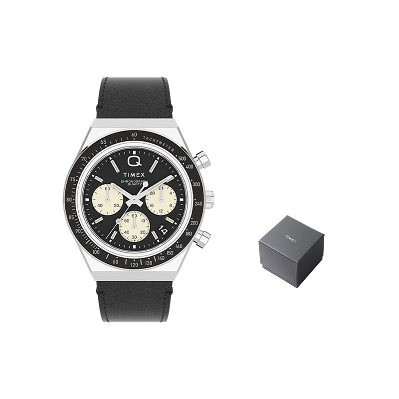 

TIMEX Часы Q Series Wrist Watch Quartz Movement Leather Strap 40mm Black Dial Men's Watch, Black Dial