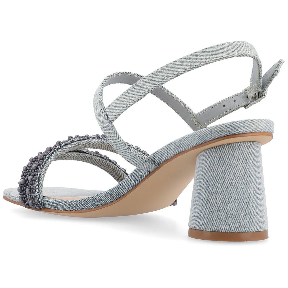 Женские босоножки на каблуке Journee Collection Lornnah Tru Comfort из пеноматериала с ремешком из бисера, цвет Denim — фото 4