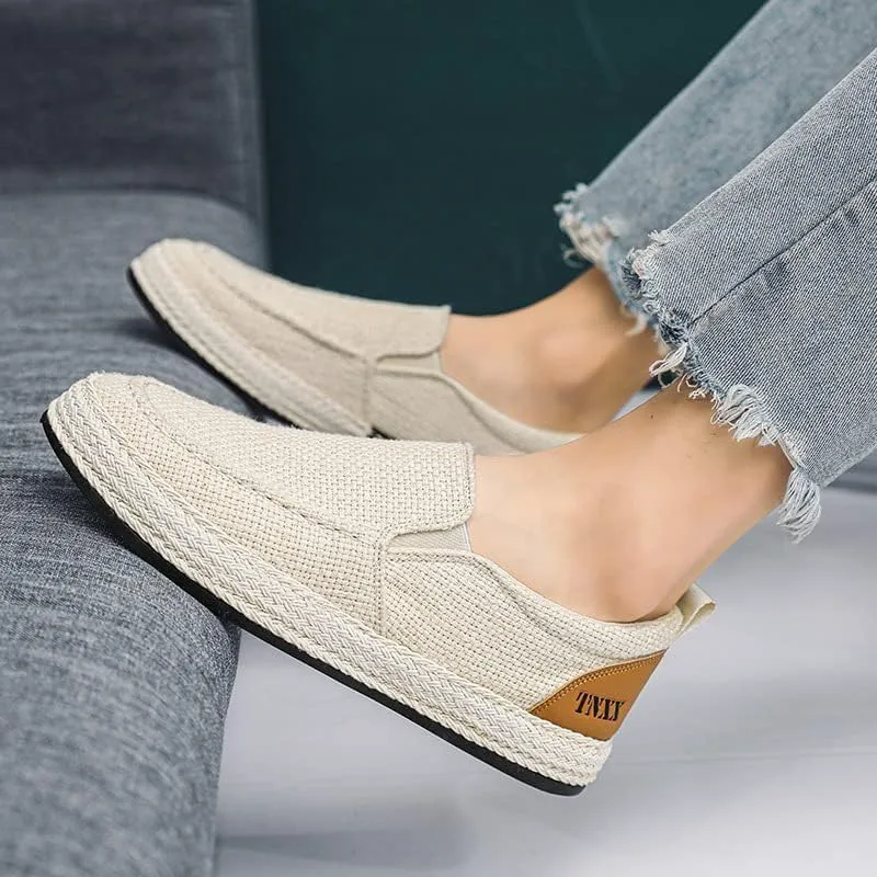 

Мужские дышащие повседневные лоферы из канвы, слипоны, кроссовки, обувь для рыбалки, тканевые туфли Kvdrcs, черный