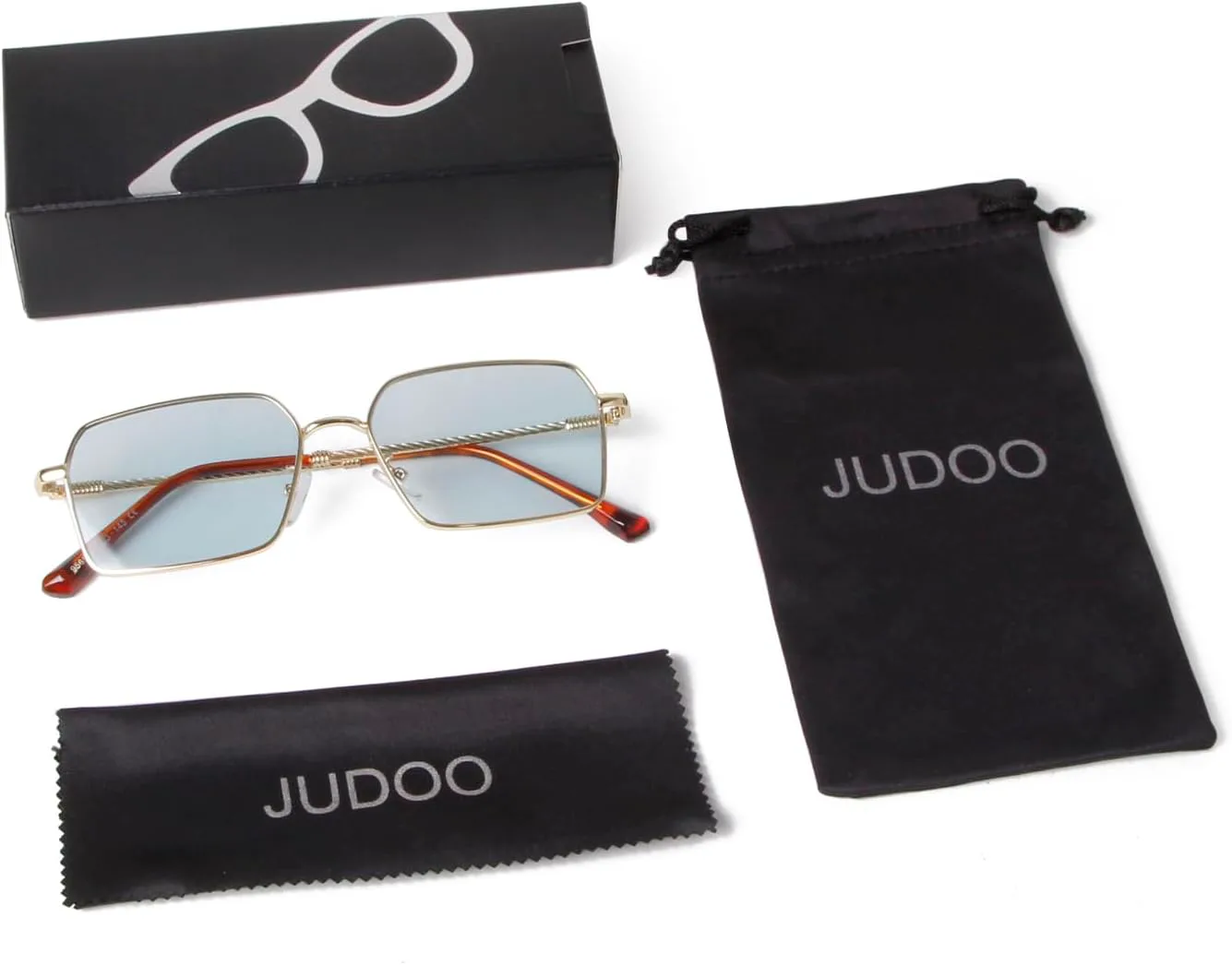 

Модные прямоугольные солнцезащитные очки JUDOO из золотистого металла для женщин и мужчин — легкие и с защитой от УФ-излучения, Golden Frame/ Gray Lenses