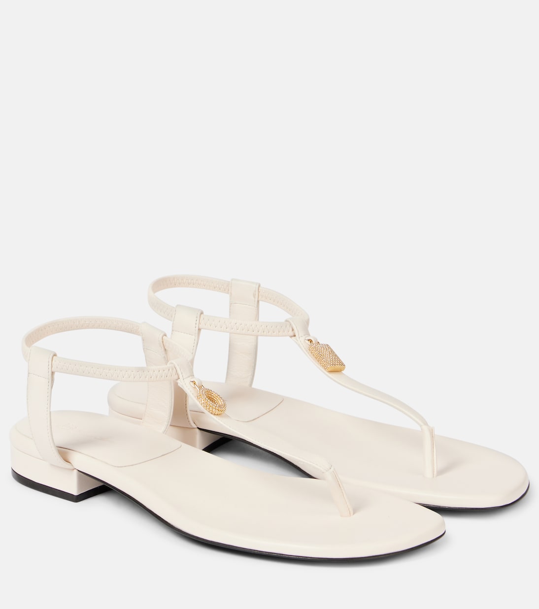 Миндил декорированные кожаные сандалии-танкетки Loro Piana, Whisper White