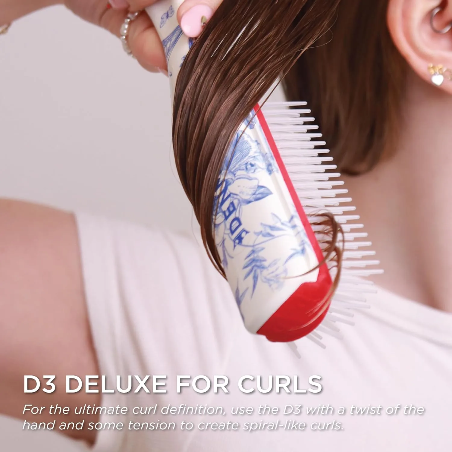 Denman D3 Original Curl Definer & Styler, щетка для вьющихся волос для женщин и мужчин - 7 рядов для распутывания и создания локонов, White/Blue — фото 3
