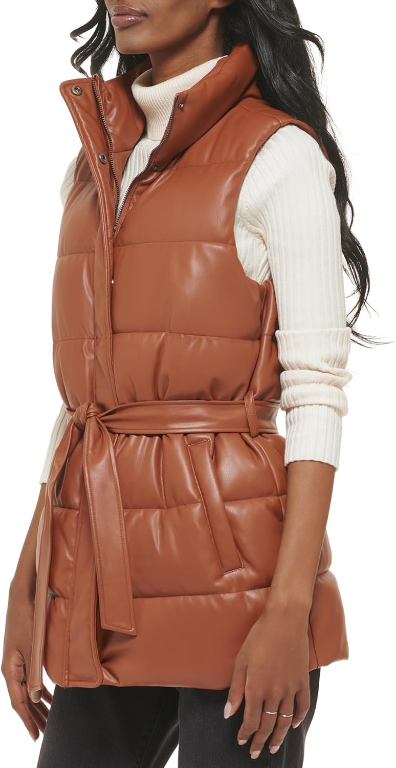 Женский жилет Levi's больших размеров из веганской кожи, Camel With Belt — фото 3