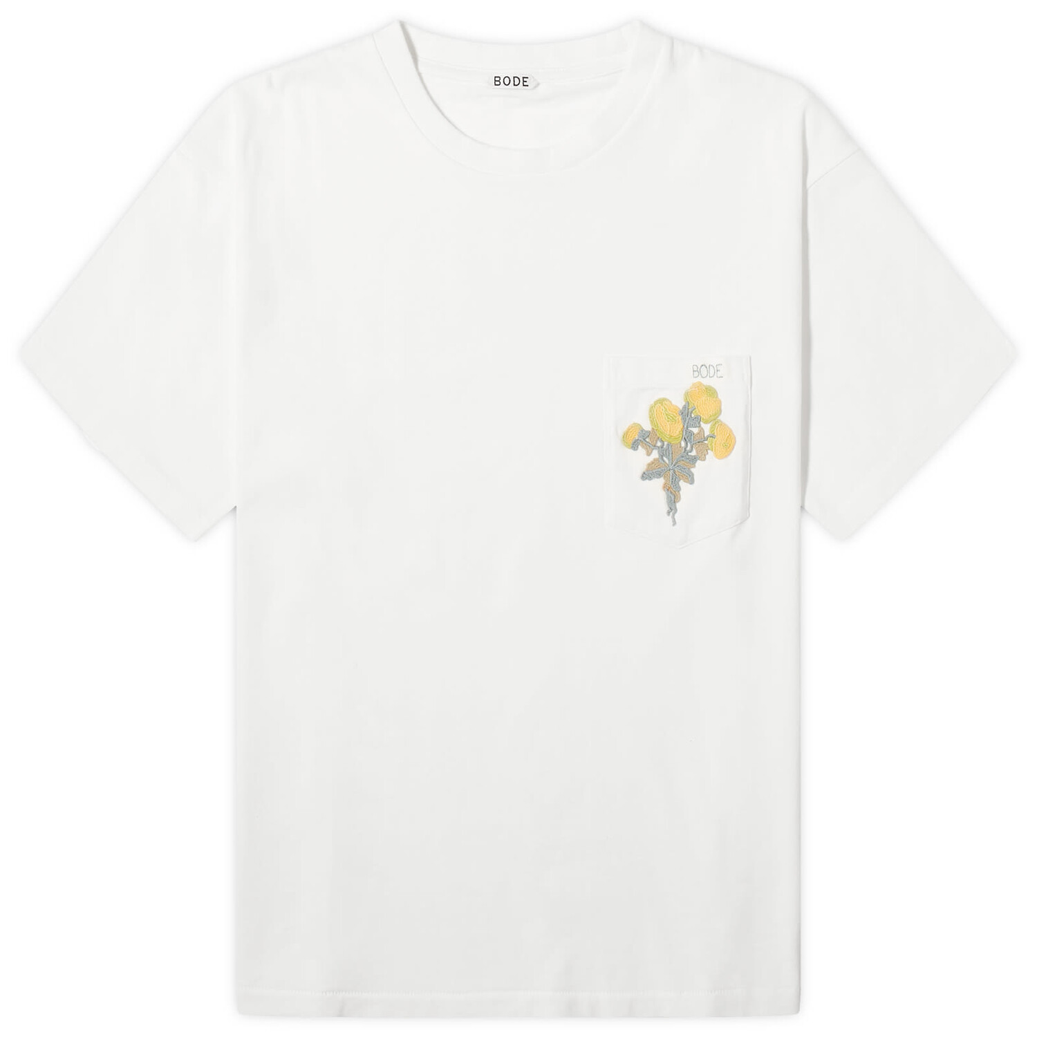 

Футболка Bode Embroidered Bouquet Pocket T-Shirt, цвет Cream