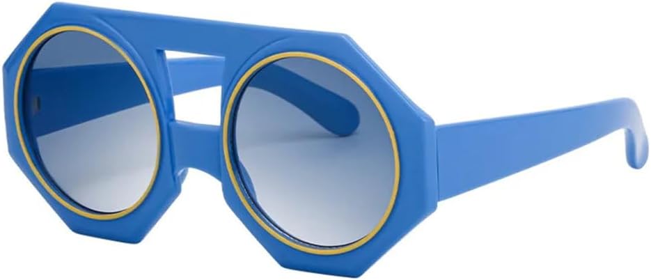 

Солнцезащитные очки большого размера с необычной оправой, 2027 год, для женщин и мужчин, винтажные солнцезащитные очки в стиле панк с круглыми линзами MTZJH, Blue Blue