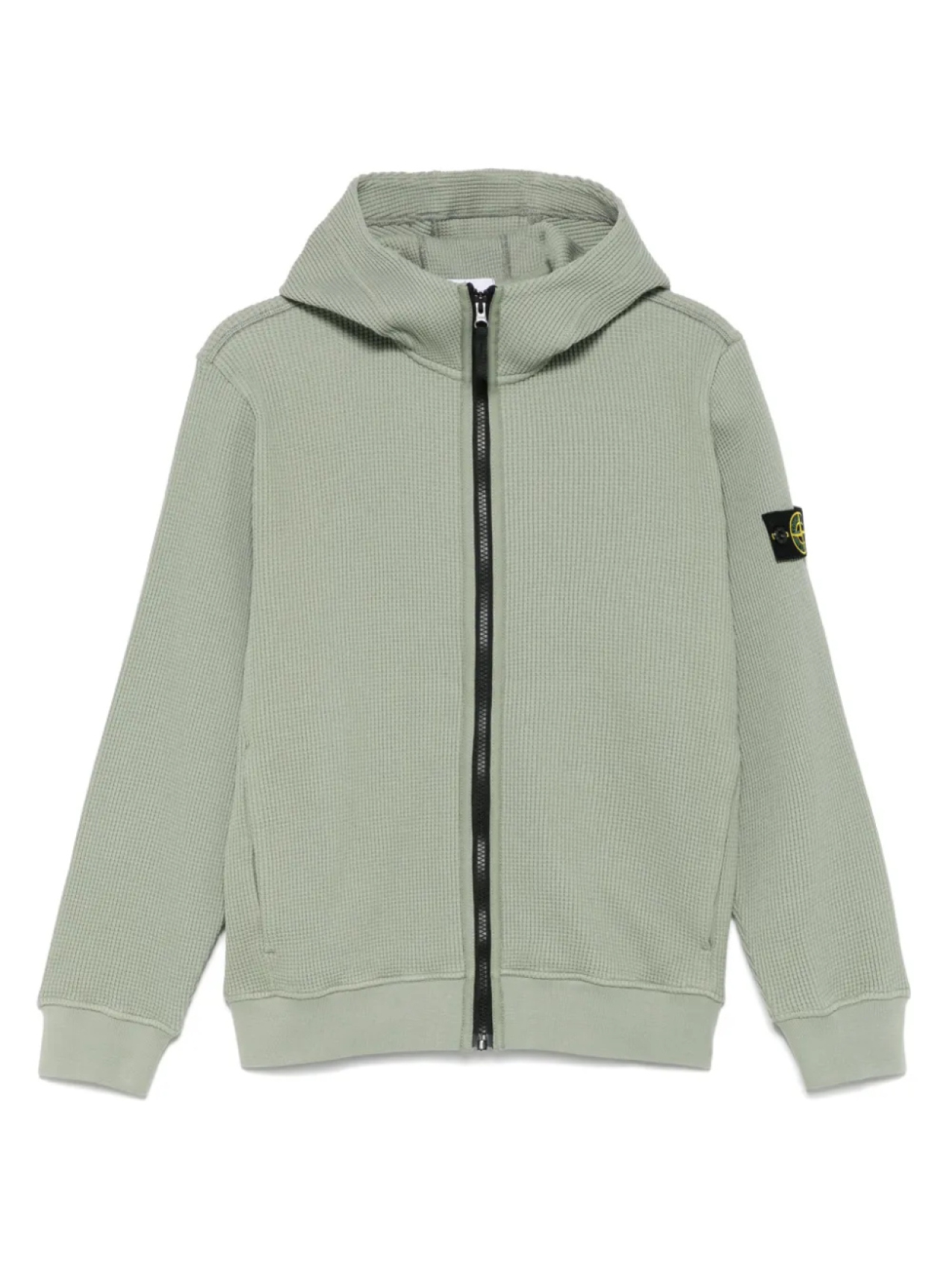 

Толстовка с капюшоном из вафельного джерси Stone Island Junior, зеленый