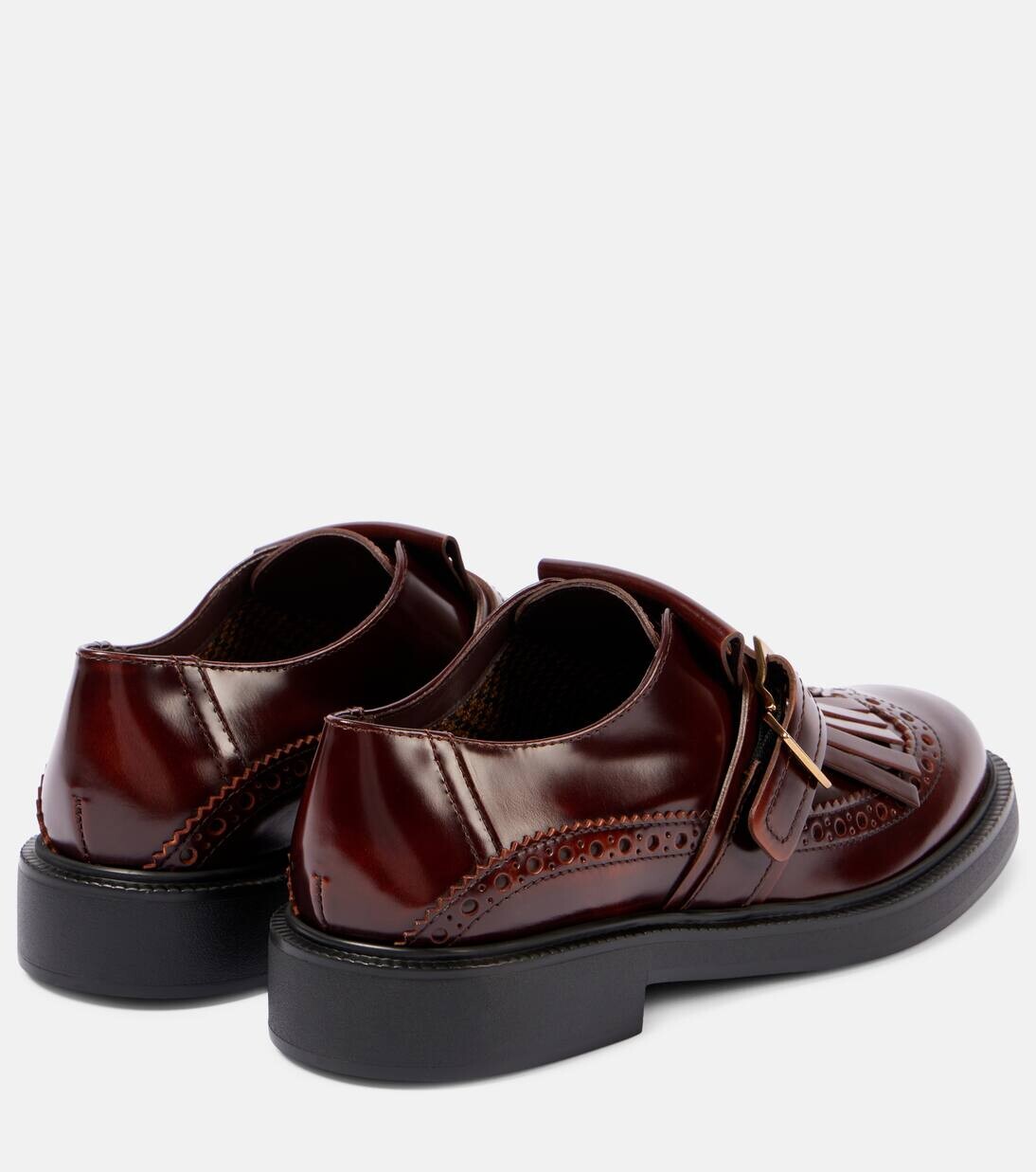 Кожаные туфли-монки с ремешками Tod'S, цвет cuoio scuro — фото 3