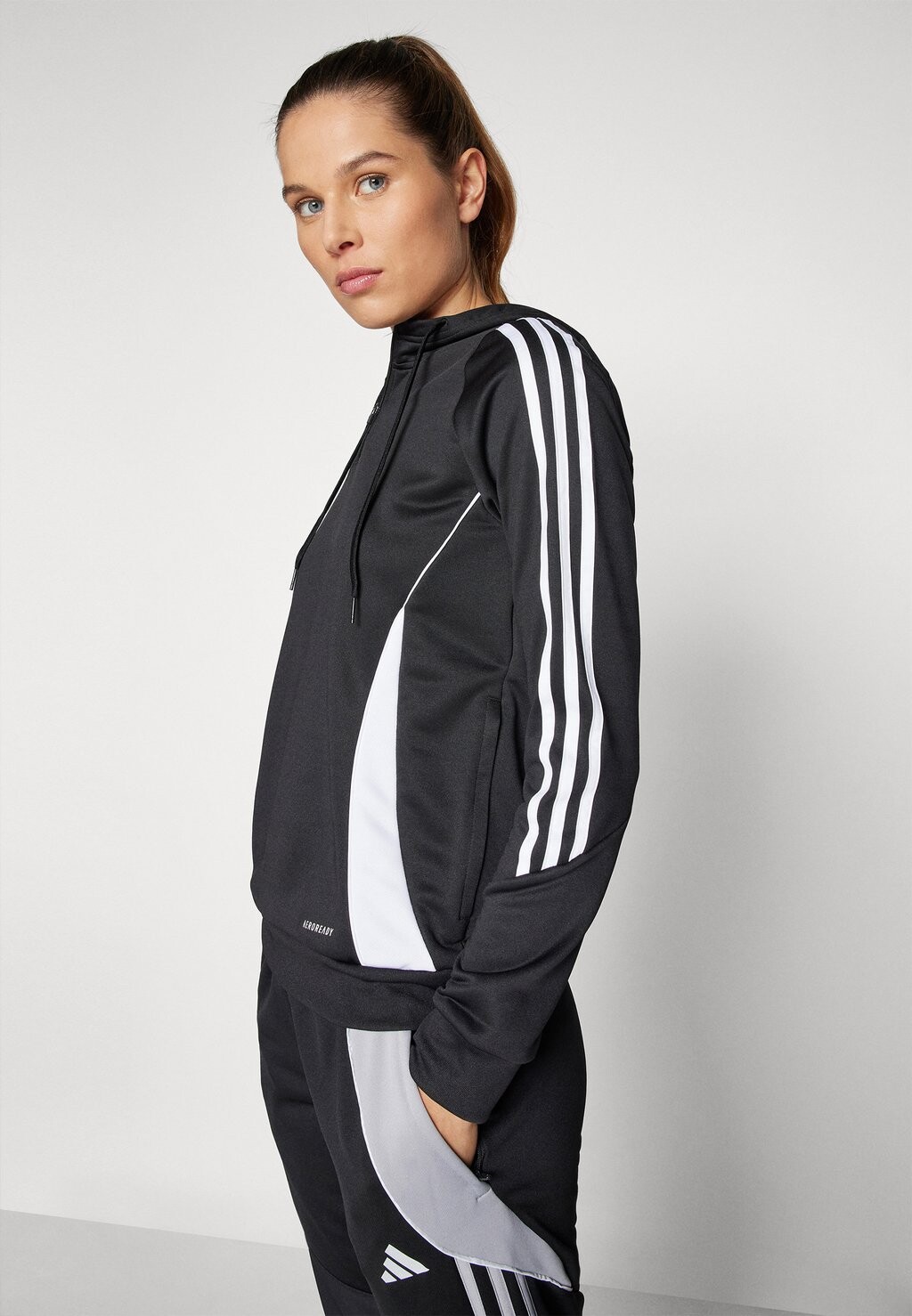 Рубашка с длинным рукавом TIRO TRAINING HOODIE adidas Performance, цвет black/white — фото 4