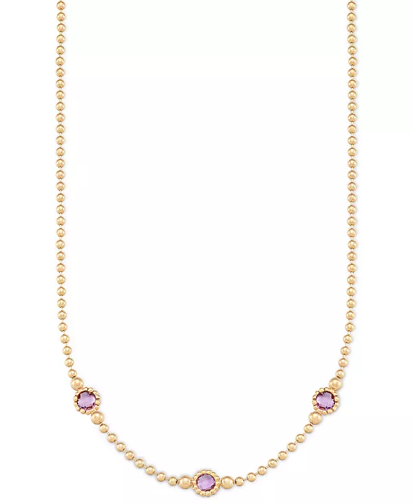 

Ожерелье-Воротник длиной 18 дюймов с тремя камнями-аметистами (3 карата) из стерлингового серебра с позолотой 14 карат (также доступно из оникса) Macy'S, amethyst