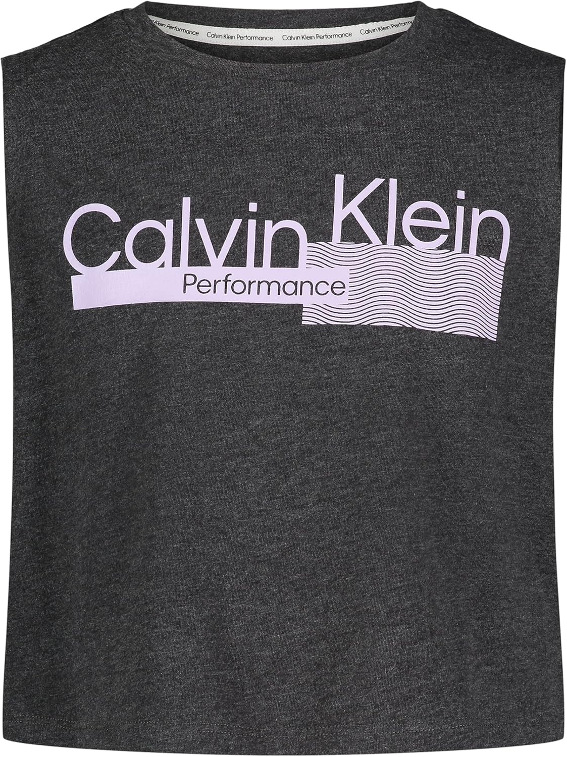 

Майка Calvin Klein Girls Performance, без рукавов, с круглым вырезом, с логотипом, Charcoal Muscle