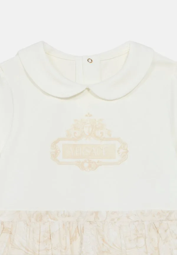 Детский комбинезончик с логотипом rompers barocco, повседневное платье. Versace, Bianco/Whisper — фото 3
