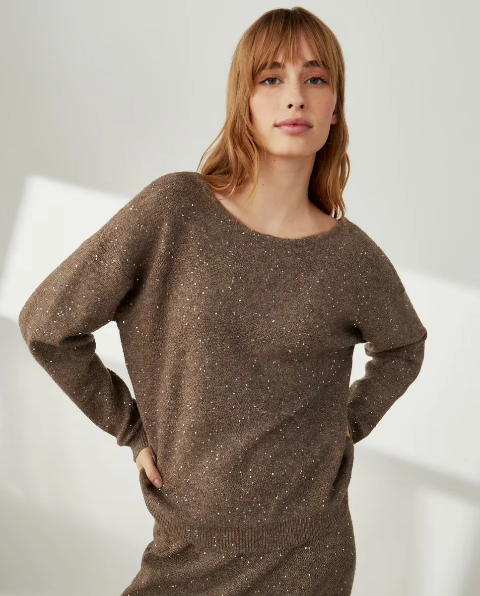 

Женский джемпер с пайетками Southern Cotton, цвет Visón oscuro