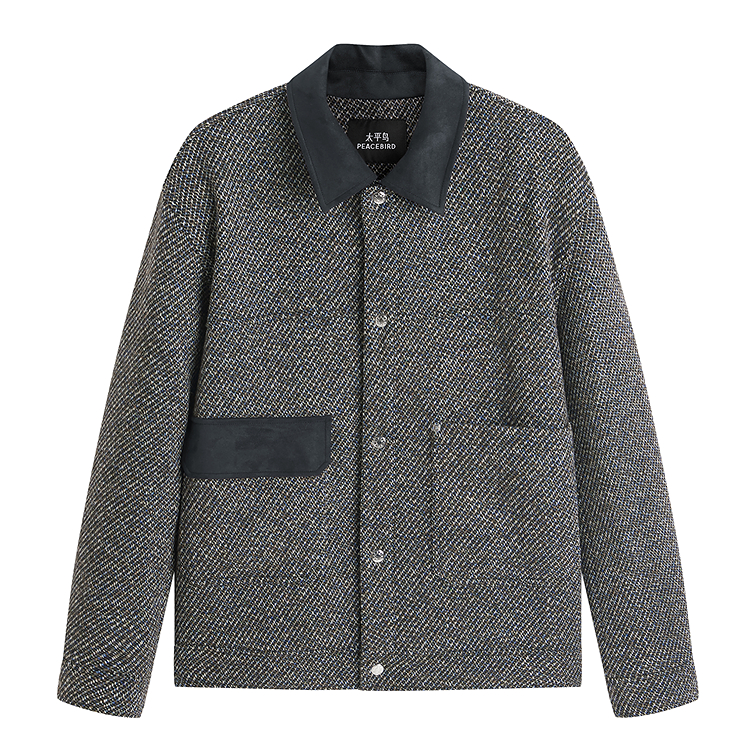 

Куртка Chanel в стиле пэчворк для мужчин PEACEBIRD MEN, темно-shadow серый, batch 1