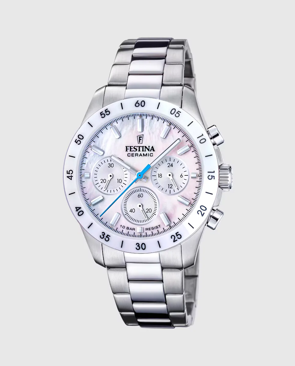 

F20693/1 Женские керамические часы из серебристой стали Festina, серебрянный