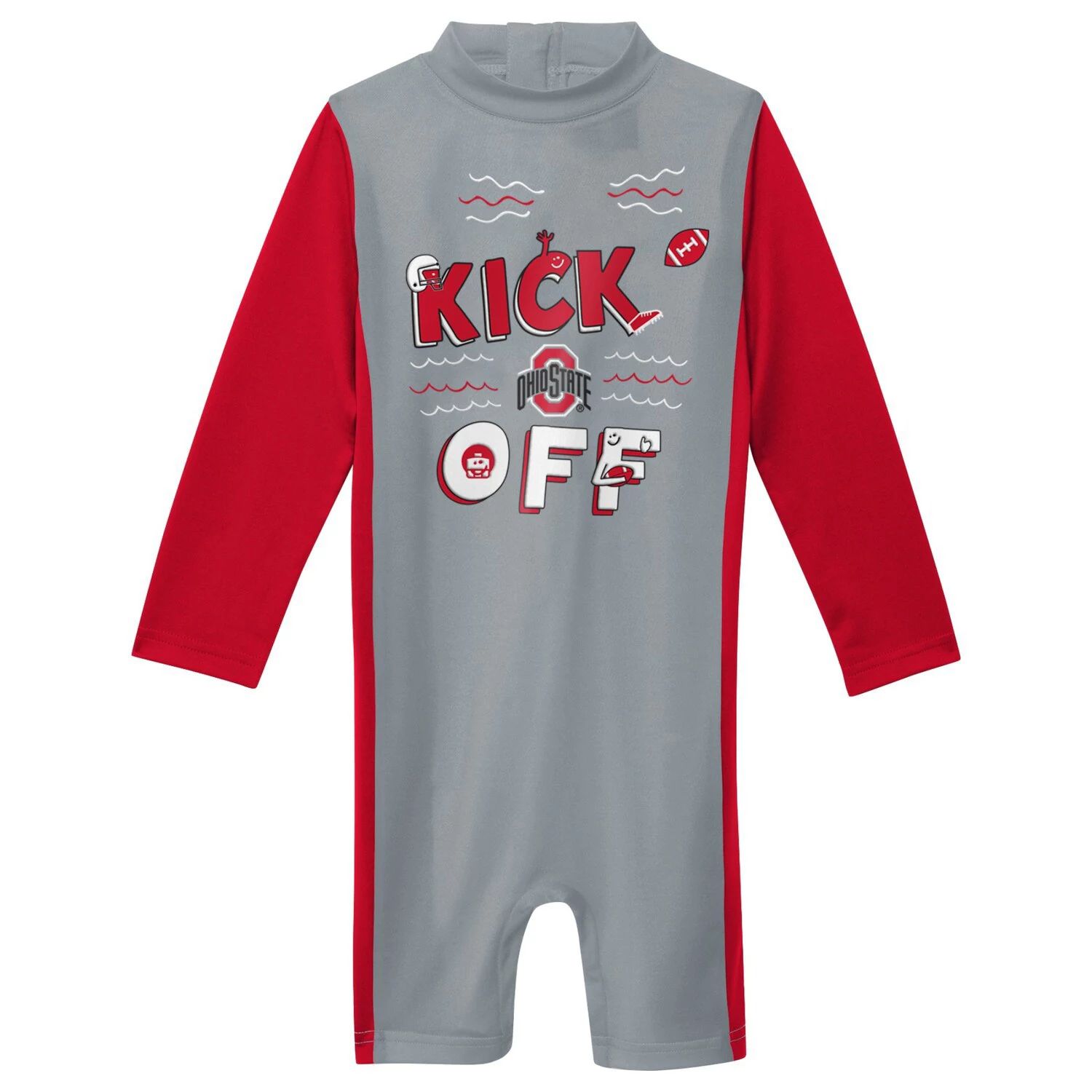 

Гидрокостюм Ohio State Buckeyes Wave Runner Outerstuff, серый/красный