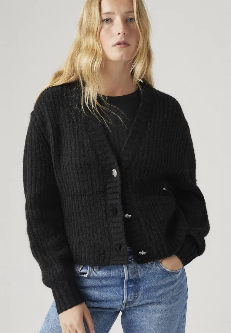 Кардиган женский, фэр-айл узор, модель Gala Fairisle, Levi's, черный — фото 2