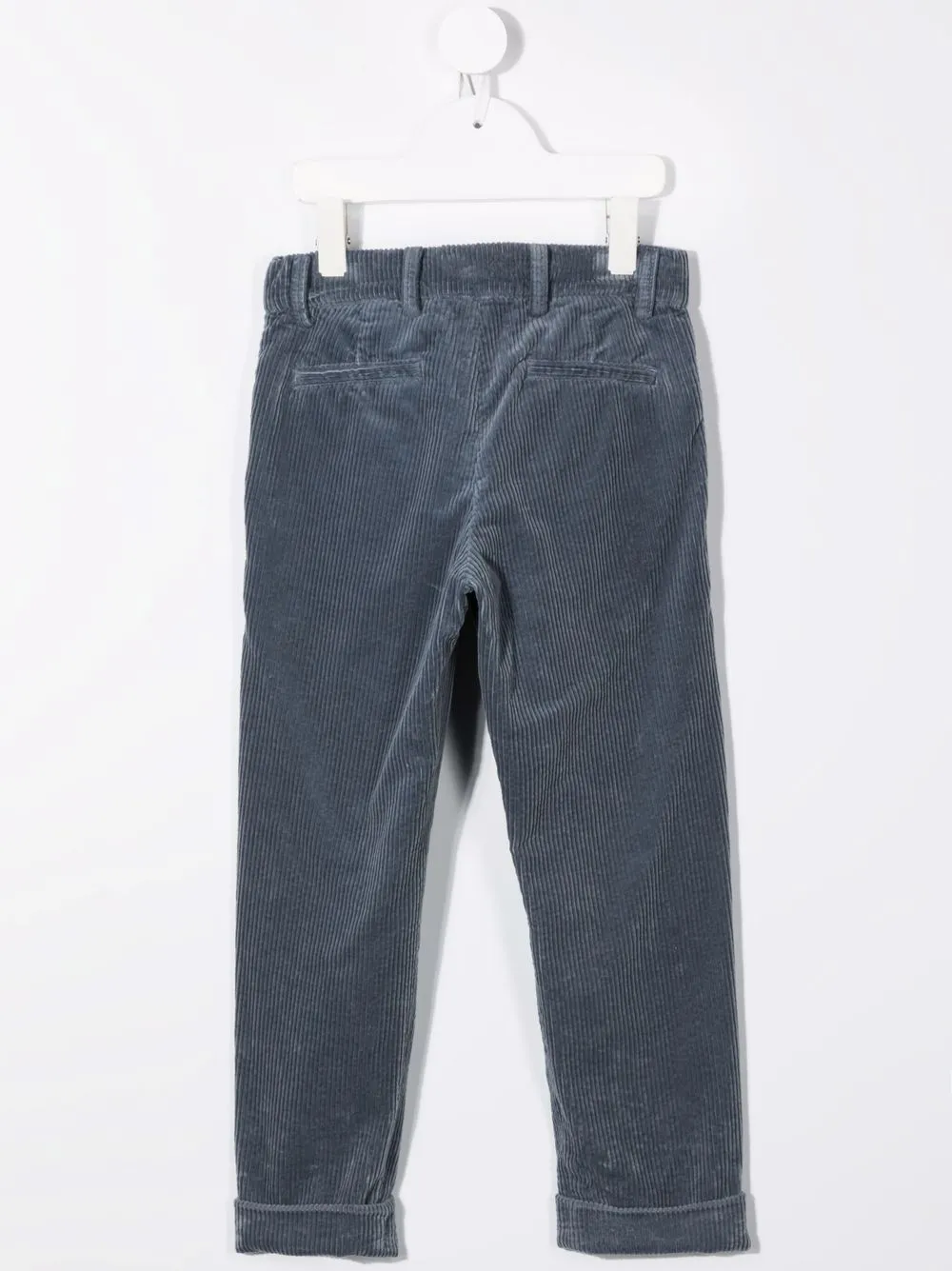 Вельветовые брюки прямого кроя Brunello Cucinelli Kids, синий — фото 2